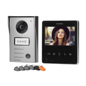 Zestaw wideodomofonowy 2-żyłowy bezsłuchawkowy, kolor, 4,3" LCD,  z czytnikiem breloków zbliżeniowych, czarny, NAOS RFID