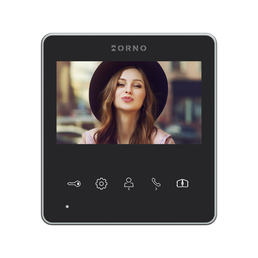 NAOS video doorphone set for 2-wires, handset-free, multicolor 4.3" LCD display, external panel with card and proximity tags reader, RFID, black