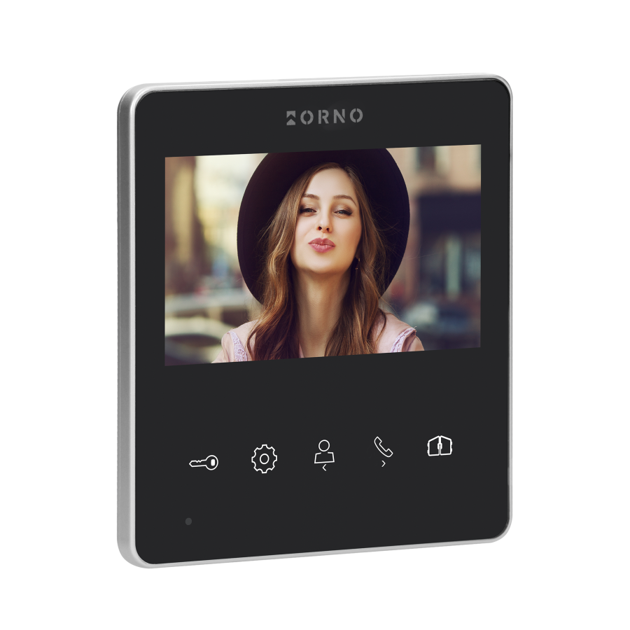 NAOS video doorphone set for 2-wires, handset-free, multicolor 4.3" LCD display, external panel with card and proximity tags reader, RFID, black