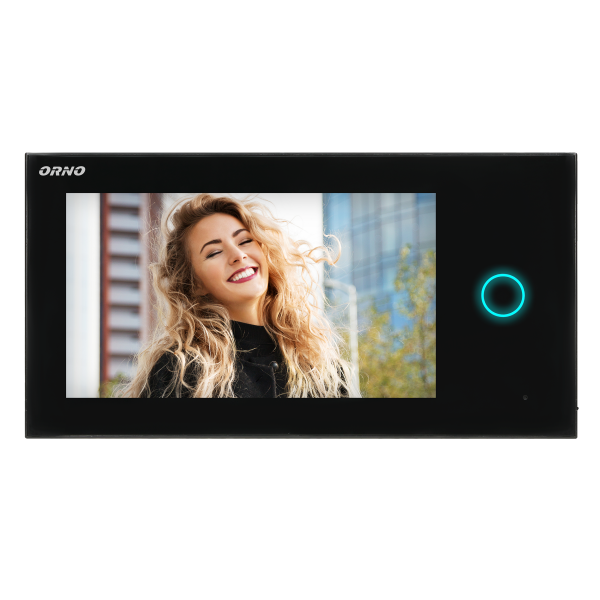 APPOS video doorphone set, multicolor LCD 7" monitor, RFID reader, gate opening function, compatible with smartphone app, black