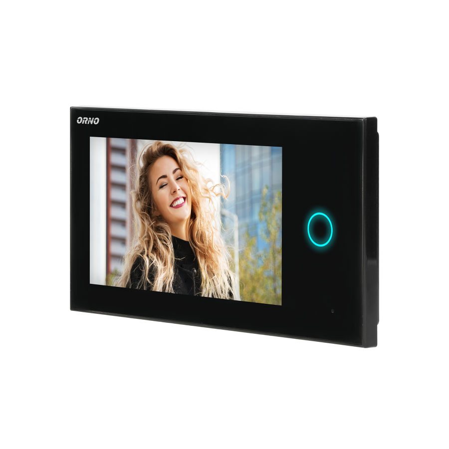 APPOS video doorphone set, multicolor LCD 7" monitor, RFID reader, gate opening function, compatible with smartphone app, black