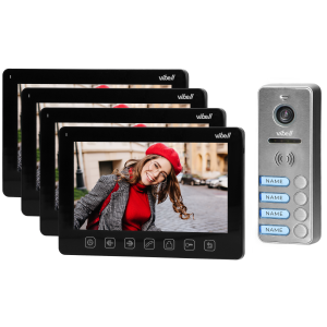 NOVEO MULTI4 a four-family video door phone set, LCD 7" monitor, black