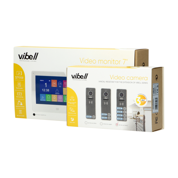 FELIS MEMO MULTI4 a four-family video door phone set, LCD 7" monitor,SD+DVR slots, white