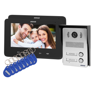 Two-family video doorphone set, handset-free with multicolor 7" LCD screen, proximity tags reader and intercom function, surface-mounted, INDI MULTI N