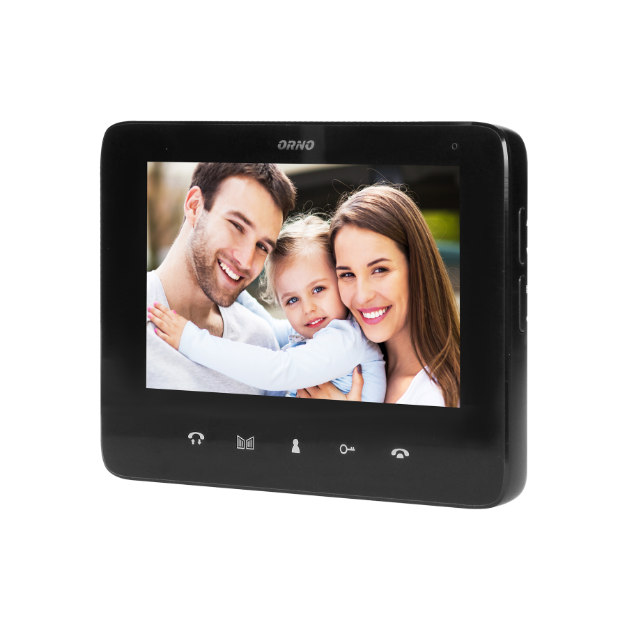 Zestaw wideodomofonowy 2-rodzinny bezsłuchawkowy, kolor,  LCD 7", z czytnikiem breloków zbliżeniowych, interkom, natynkowy, INDI MULTI N