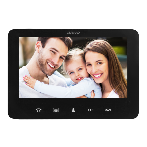 Zestaw wideodomofonowy 2-rodzinny bezsłuchawkowy, kolor,  LCD 7", z czytnikiem breloków zbliżeniowych, interkom, natynkowy, INDI MULTI N