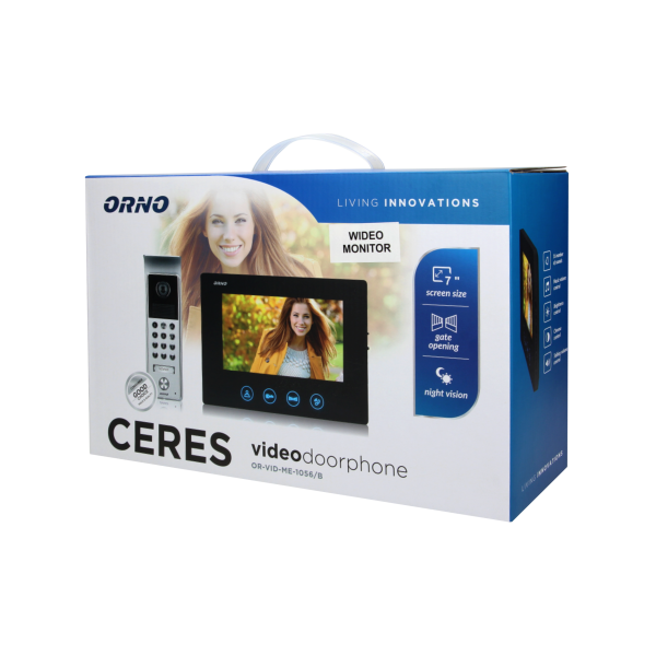 Wideo monitor bezsłuchawkowy, kolorowy, LCD 7", do zestawu z serii CERES, otwieranie bramy, czarny