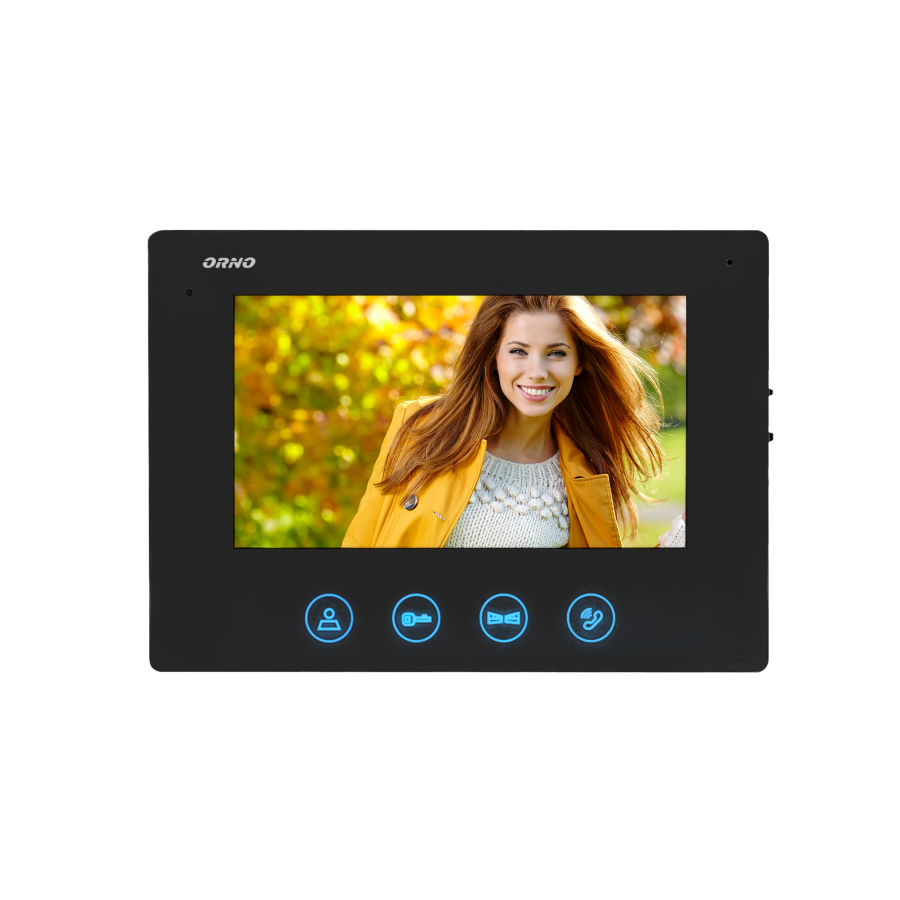 Multicolor, LCD 7" video monitor, handset-free, for the extension of CERES series, with gate opening function, black
