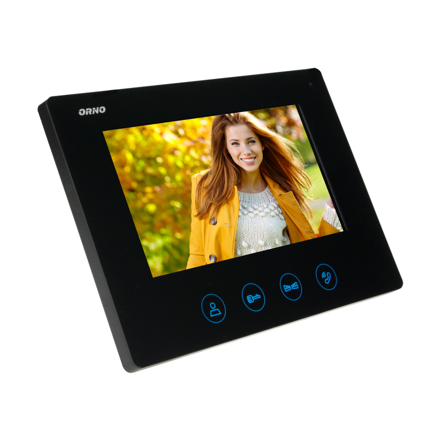 Multicolor, LCD 7" video monitor, handset-free, for the extension of CERES series, with gate opening function, black