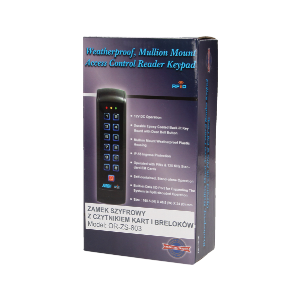 Zamek szyfrowy z czytnikiem kart i breloków zbliżeniowych, IP55