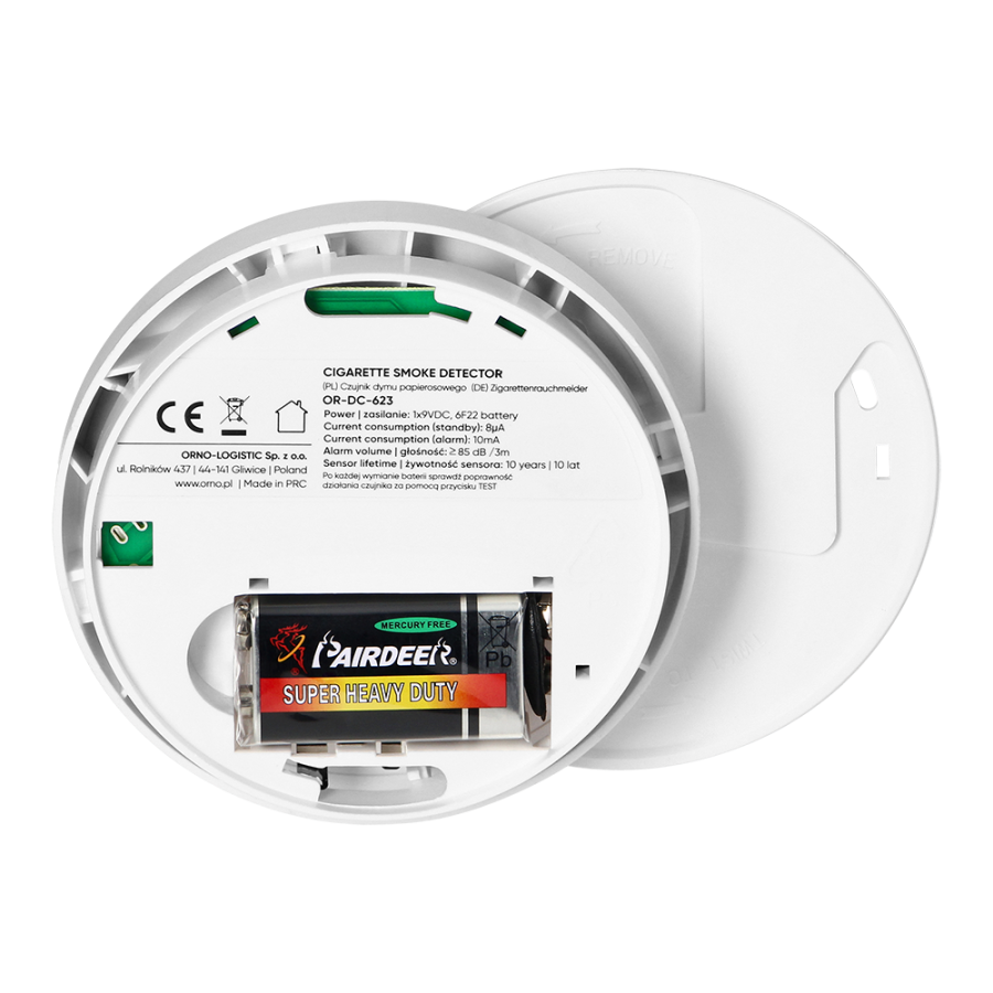 Battery operated cigarette smoke detector