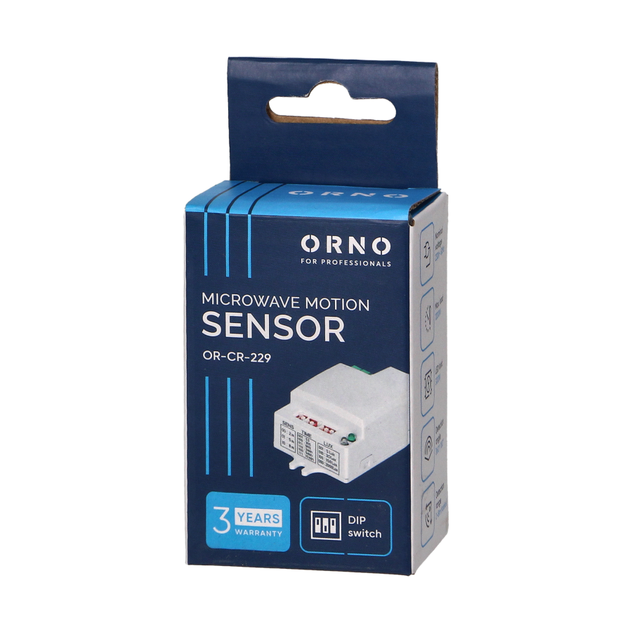 Mini, flat microwave sensor 360° with DIP switch