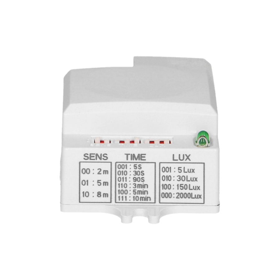 Mini, flat microwave sensor 360° with DIP switch