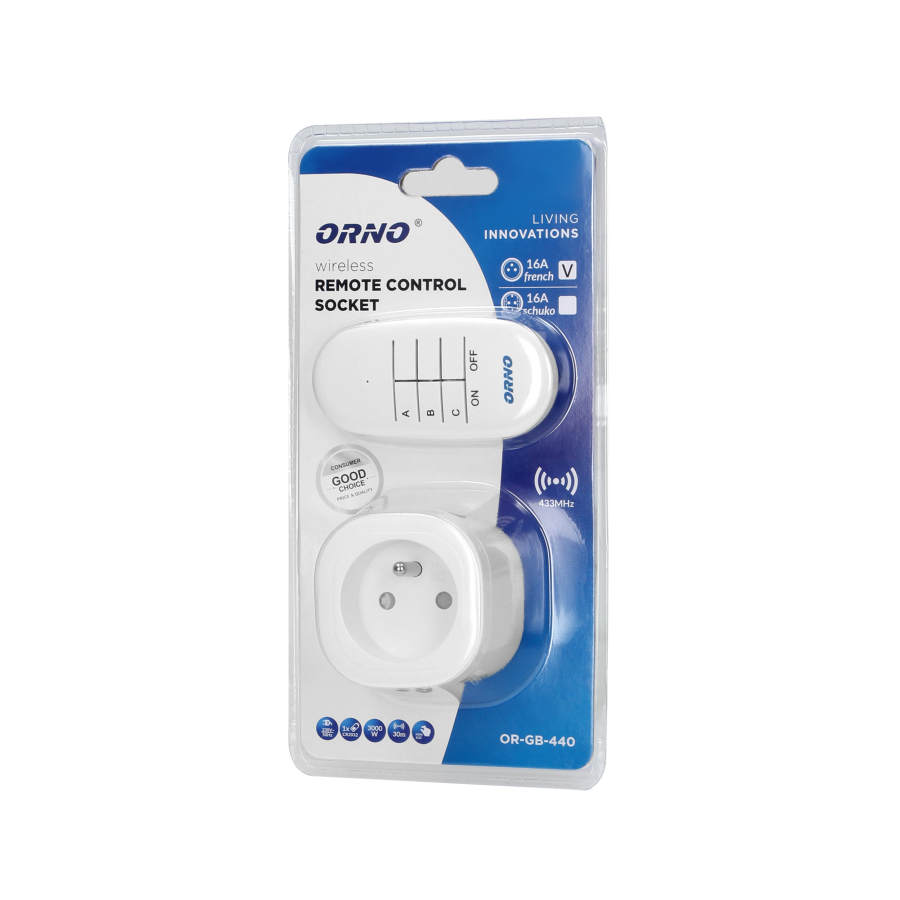 Wireless socket with remote control, 1+1 MINI