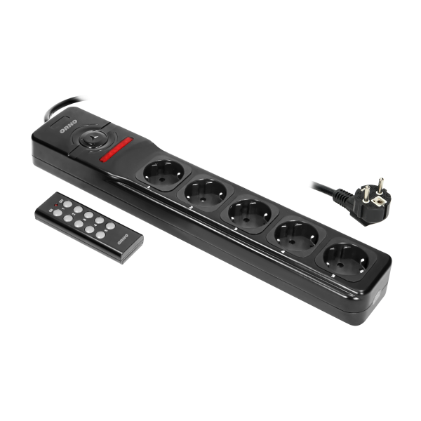 5-sockets powerstrip with remote control, 3x1,5mm² - 3m