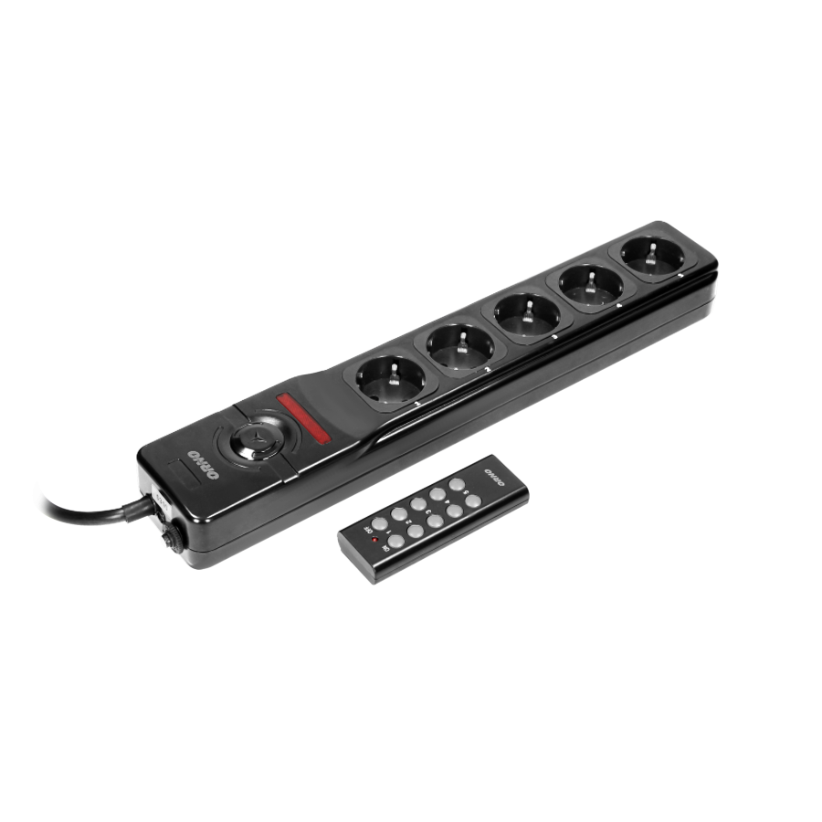 5-sockets powerstrip with remote control, 3x1,5mm² - 3m