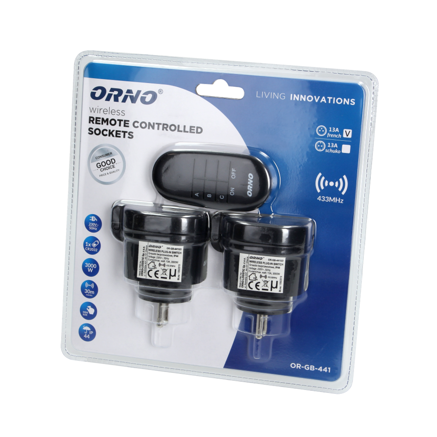 Set of outdoor wireless sockets with remote control, 2+1