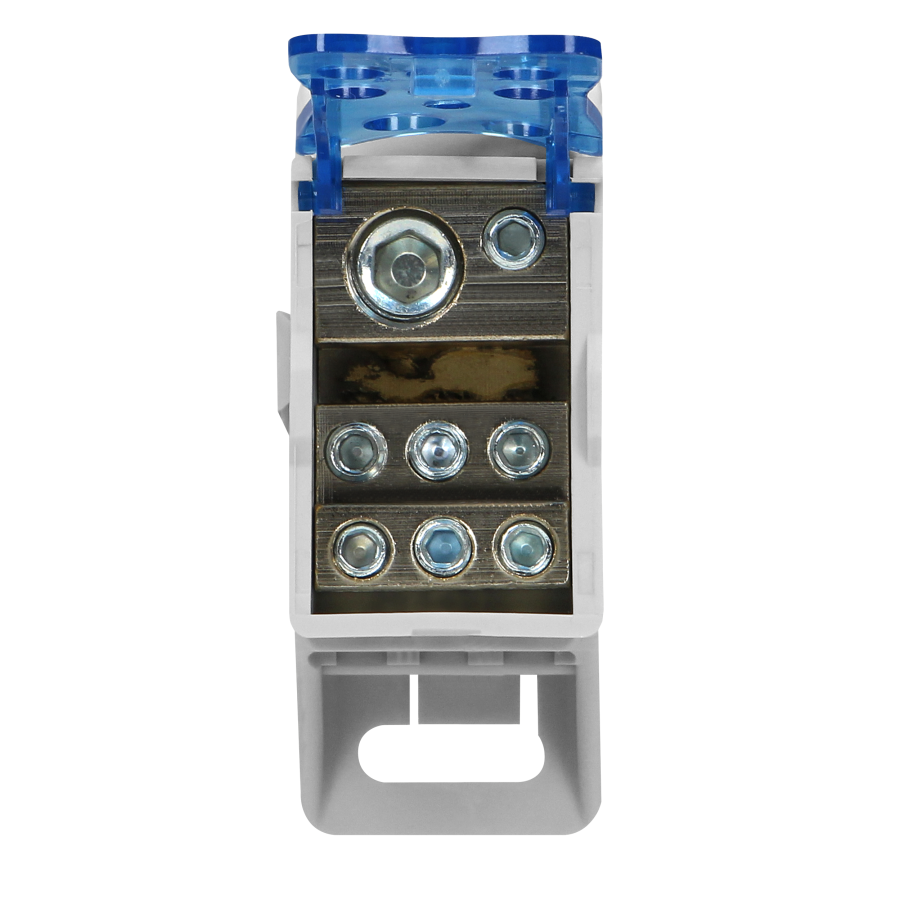Power distribution block 160A, input terminal 1x16mm² and 1x70mm², output terminals 6x16mm².