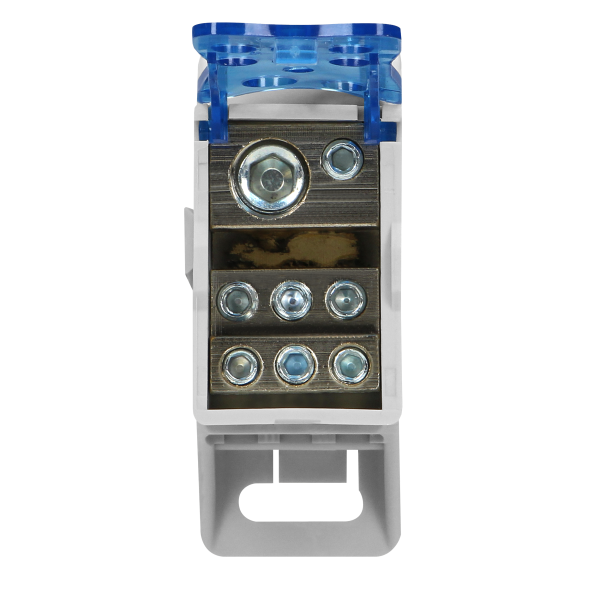 Power distribution block 160A, input terminal 1x16mm² and 1x70mm², output terminals 6x16mm².