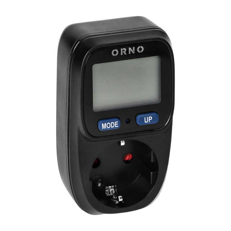 Power meter with LCD display with backlight, Schuko,  black