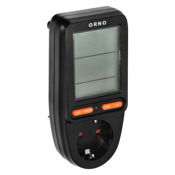 Energy calculator with LCD display, schuko, black