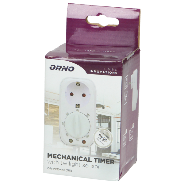 Mechanical timer with twilight sensor, Schuko, 16A/230A