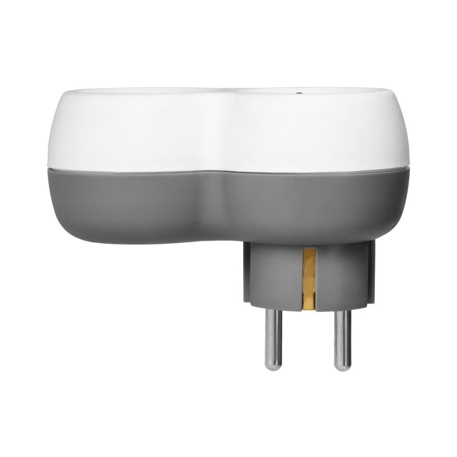 Rozgałęźnik 2P+Z (Schuko) z ładowarką 2xUSB, biało-szary