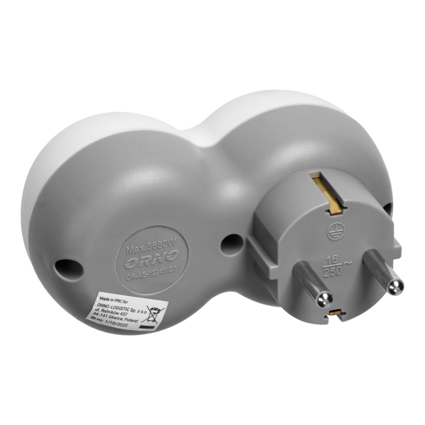 Rozgałęźnik 2P+Z (Schuko) z ładowarką 2xUSB, biało-szary