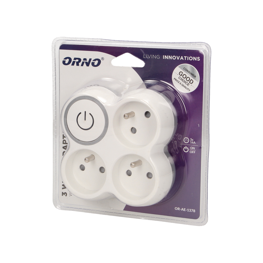 Triple socket outlet with ON/OFF switch