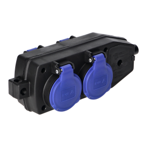 4-way weatherproof extension socket, shock-resistant, 4x2P+E, 16A, IP44