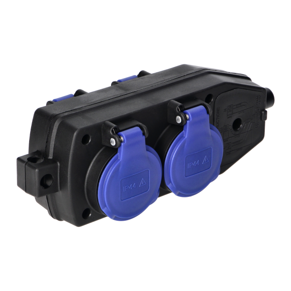 4-way weatherproof extension socket, shock-resistant, 4x2P+E, 16A, IP44