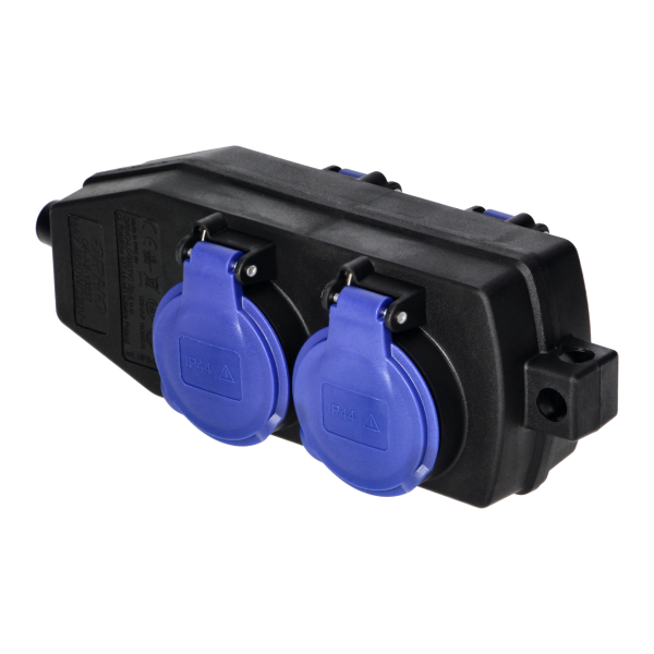 4-way weatherproof extension socket, shock-resistant, 4x2P+E, 16A, IP44