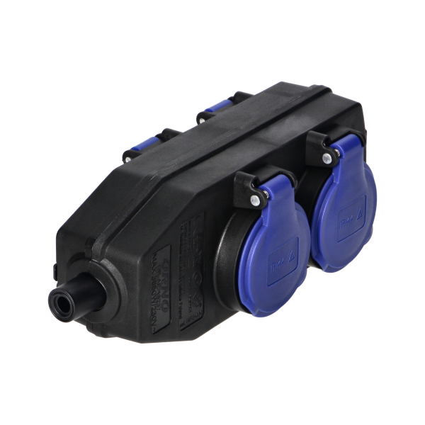 4-way weatherproof extension socket, shock-resistant, 4x2P+E, 16A, IP44