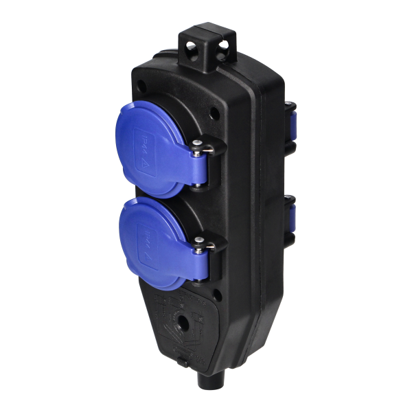 4-way weatherproof extension socket, shock-resistant, 4x2P+E, 16A, IP44