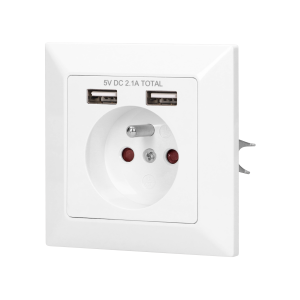 Single socket with two USB chargers