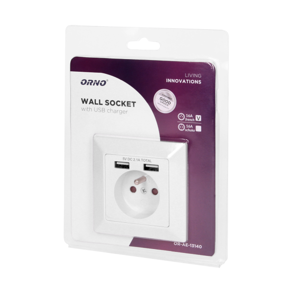 Single socket with two USB chargers