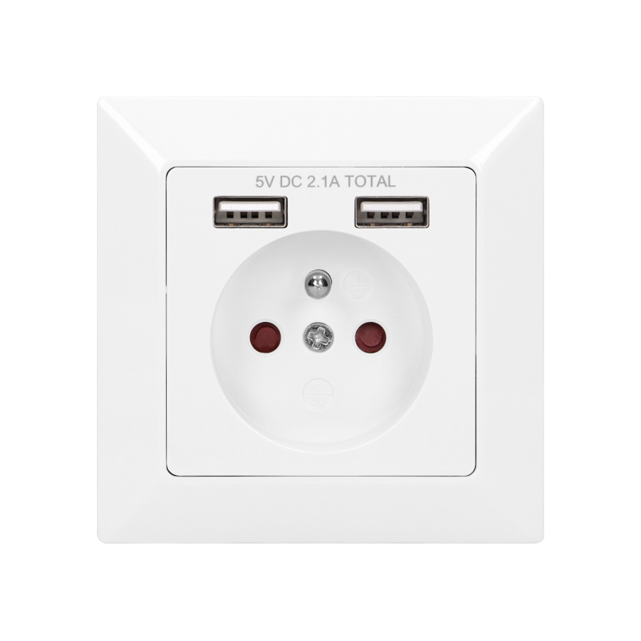 Single socket with two USB chargers