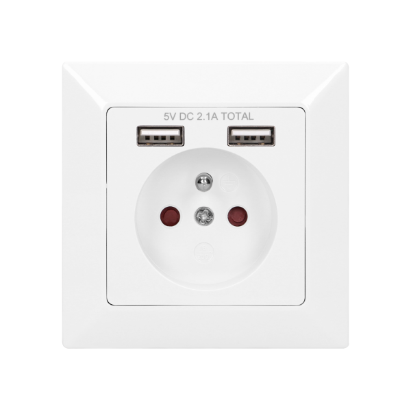 Single socket with two USB chargers