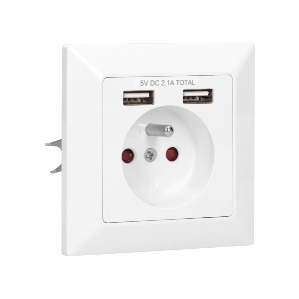 Single socket with two USB chargers