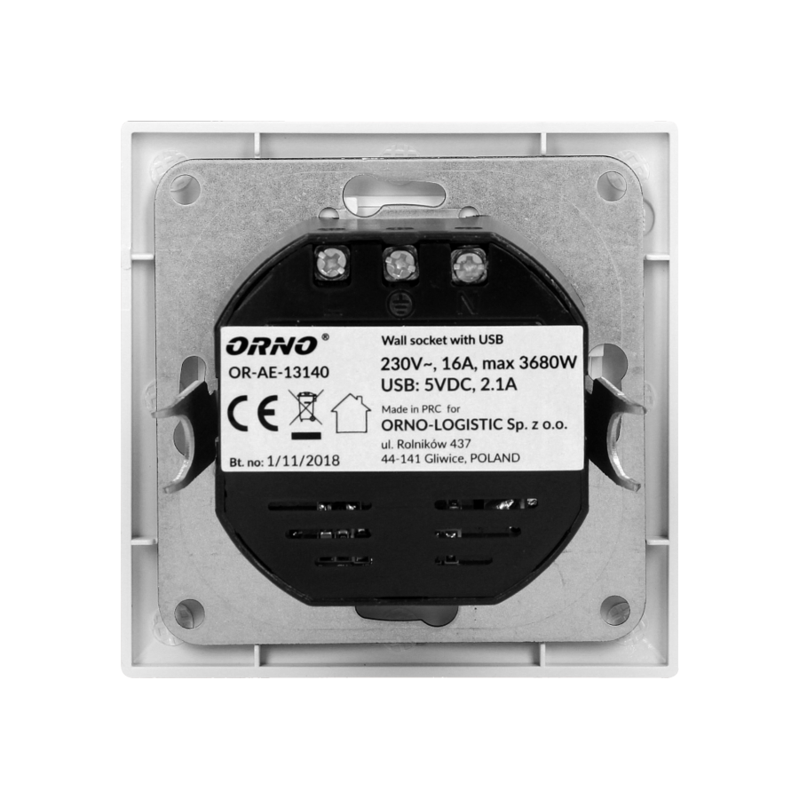 Gniazdo pojedyncze 2P+Z, USBx2