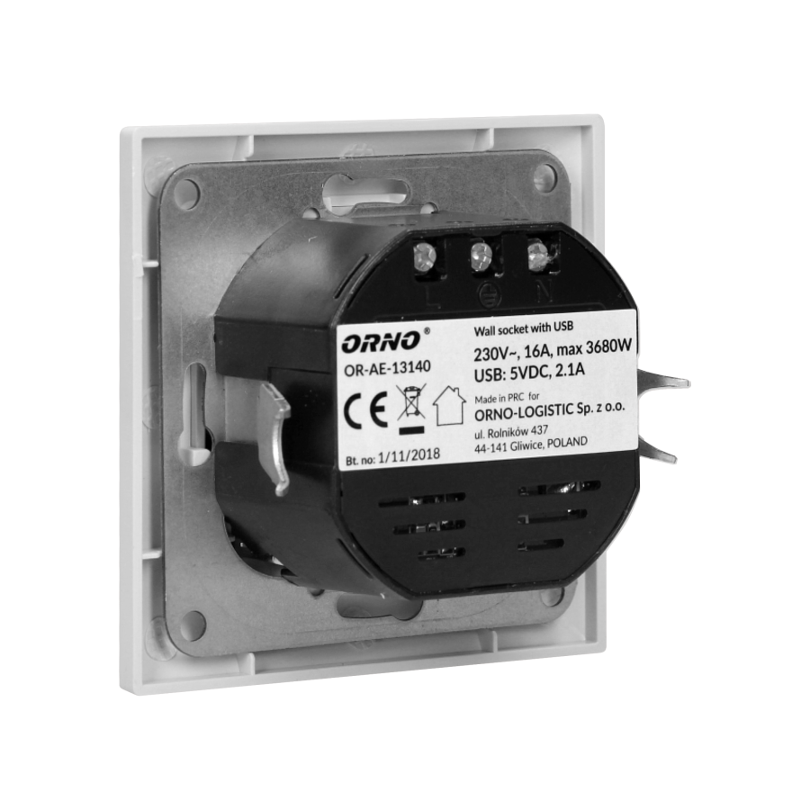 Single socket with two USB chargers