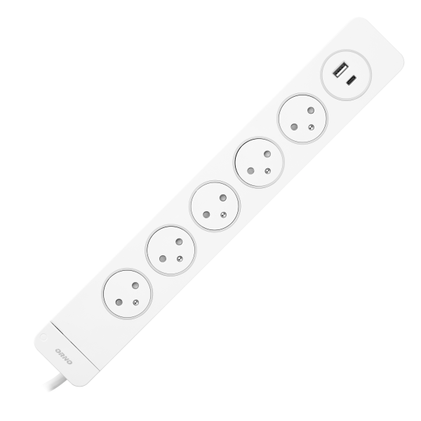 Power strip with SPD and 5 sockets 2P+E, Easy Eject system, 1.5m cable, main switch with backlight and 2 quick USB chargers (A + C)