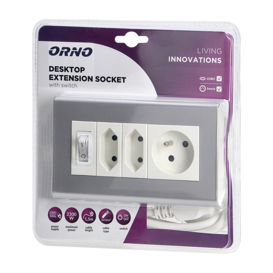 Desktop extension socket with switch