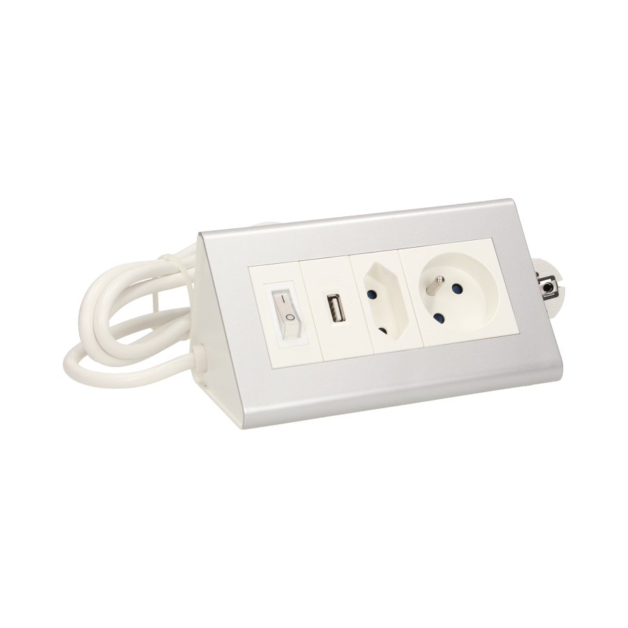Desktop extension socket with switch and USB charger