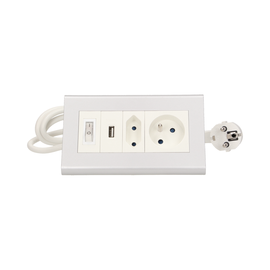 Desktop extension socket with switch and USB charger