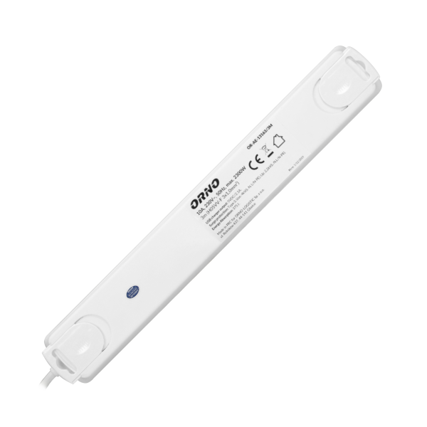 Power strip with surge protection and main switch, 6 sockets, 2 USB chargers, cable 3x1mm², 3m long