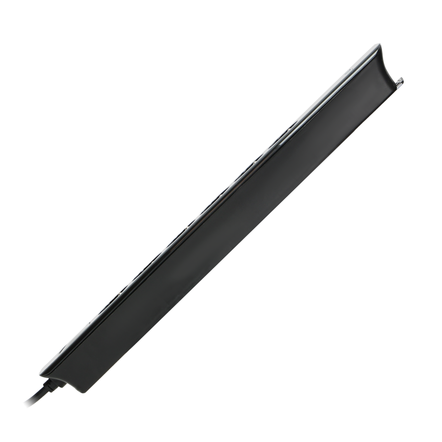 Listwa przeciwprzepięciowa, 6 gniazd 2P+Z (Schuko), kabel 3x1,5mm², długość 3m, czarna, 16A/230 VAC, z ochronnikiem przeciwprzepięciowym - typ 3, ładowarką 2xUSB 2,1A.