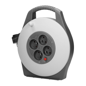 Cable reel, 4 sockets 2P+E, PVC H05VV-F 3x1mm², 10m long