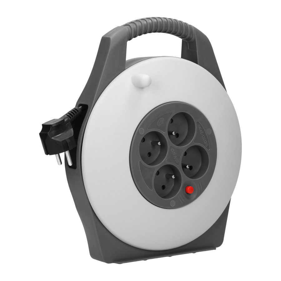 Cable reel, 4 sockets 2P+E, PVC H05VV-F 3x1mm², 10m long