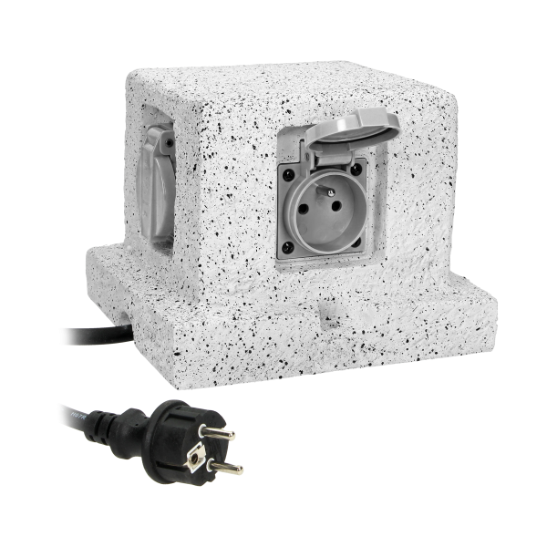 Garden socket POST 4 sockets 2P+E, rubber cable H07RN-F 3x1.5mm², 3m